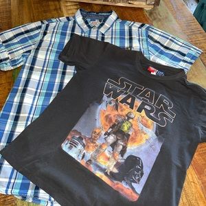 Lot-2 shirts-Gap Kids JUNK FOOD Star Wars t-shirt & Lucky Brand shirt SZ. XL